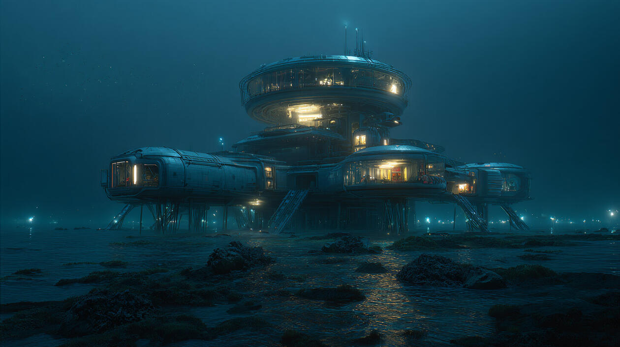 El Abismo de Prometeo – Capítulo I de Crónicas del Abismo Imagen de una base futurista en la selva, representa la campaña de rol online El Abismo de Prometeo, un capítulo de horror cósmico ambientado en Vietnam.